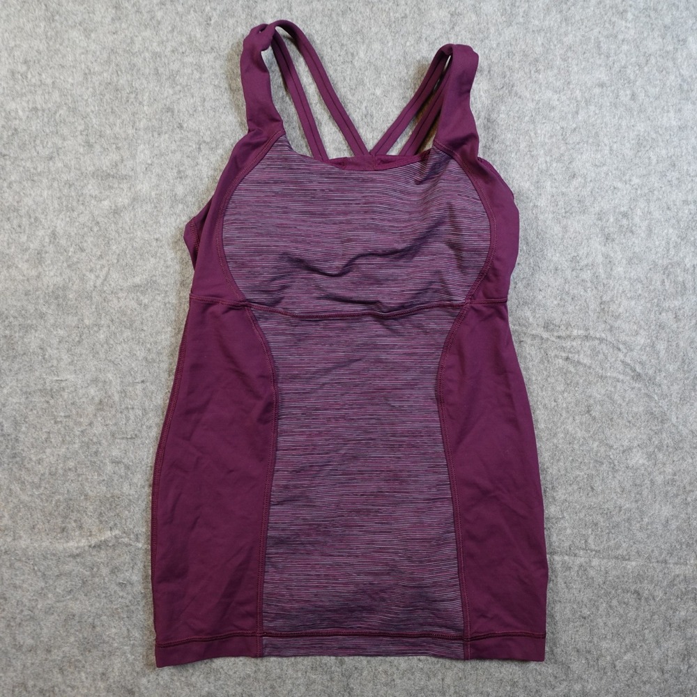 Lululemon Top Women 4/6? Purple No Limits Tank Strappy Back Heathered‎ Yoga